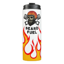 BEARD FUEL Funny Manar Skull & Flames Joke Gift