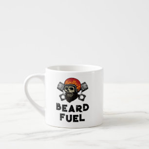 BEARD FUEL Funny Manar Skull & Flames Joke Gift Espressomugg
