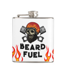 BEARD FUEL Funny Manar Skull & Flames Joke Gift