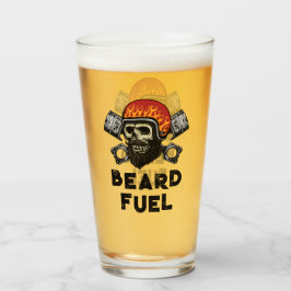 BEARD FUEL Funny Manar Skull & Flames Joke Gift Glaskopp