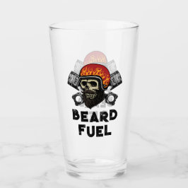 BEARD FUEL Funny Manar Skull & Flames Joke Gift Glaskopp