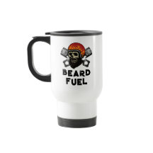 BEARD FUEL Funny Manar Skull & Flames Joke Gift
