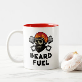BEARD FUEL Funny Manar Skull & Flames Joke Gift Två-Tonad Mugg