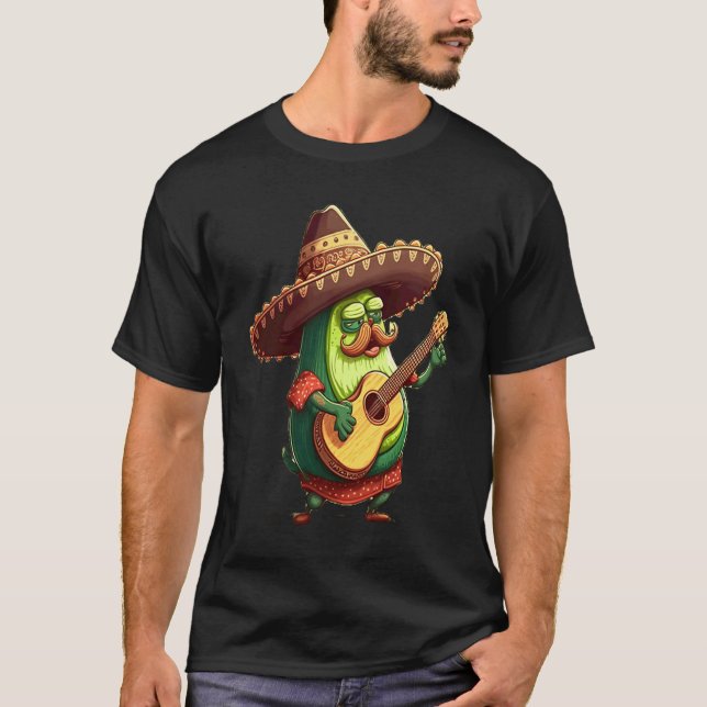 Beard Guy Memes Skäggig Avokado Spelar Gitarr T Shirt (Framsida)
