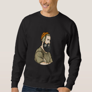 Beard I Sloth Hipster Hairdresser Lazy Beard Groom Lång Ärmad Tröja