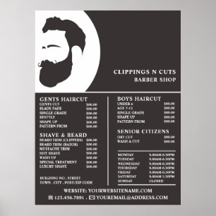 Beard Logotyp, Manar Barbers Prisa förteckning Poster