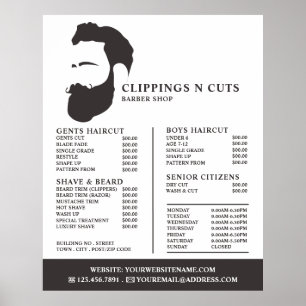 Beard Logotyp, Manar Barbers Prisa förteckning Poster