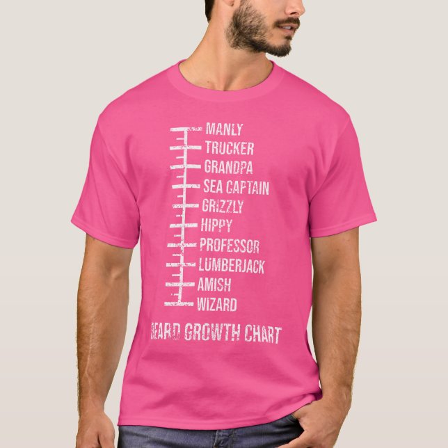 Beard Measurement Chart Beard Length Funny Growth  T Shirt (Framsida)