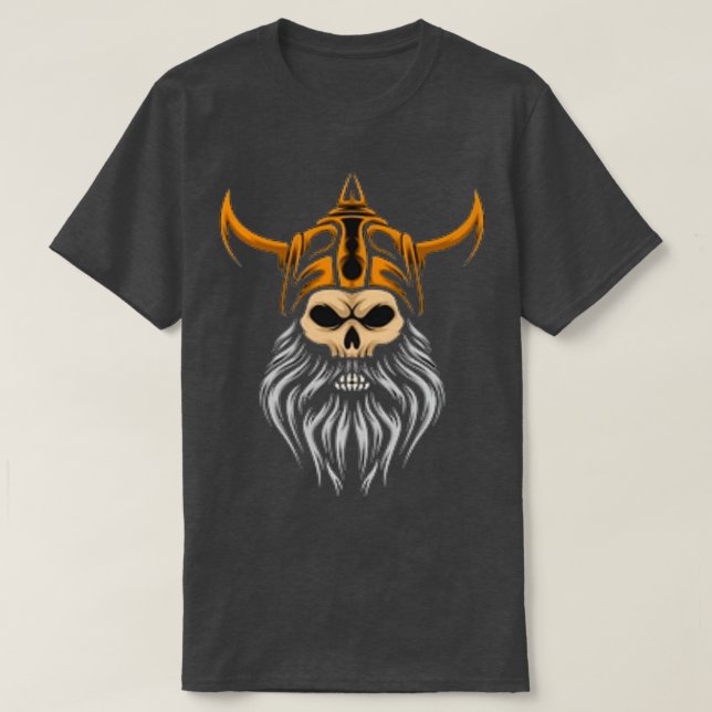 Beard och Skull Viking T Shirt (Design framsida)