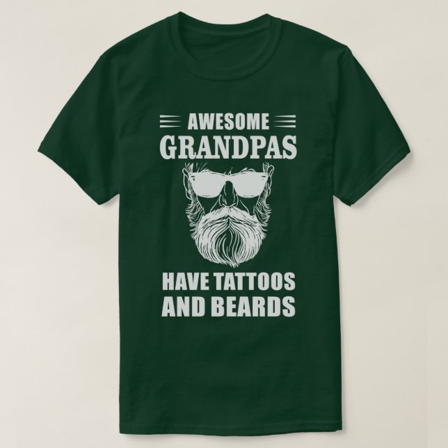Beard och Tattoo Gift Bearded Grandfather 3 T Shirt (Design framsida)