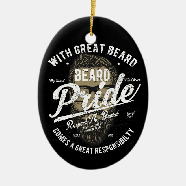 Beard Pride | Underbart Underbart ansvar Julgransprydnad Keramik (Framsidan)