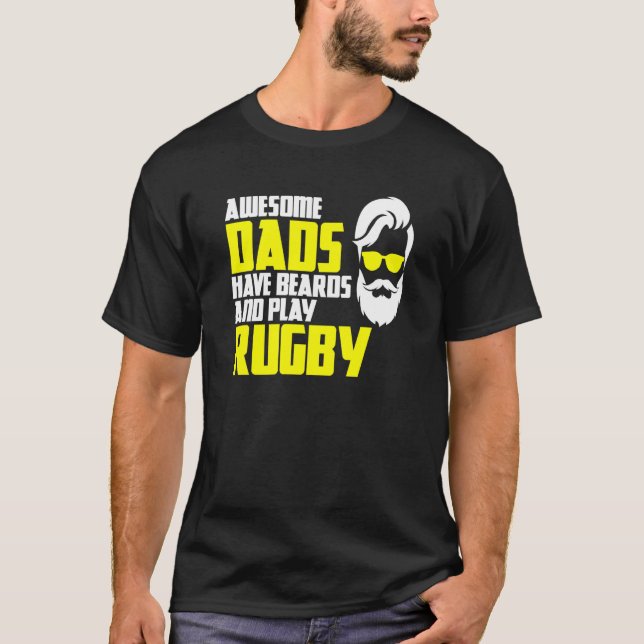 Beard Rugby Saying Fathers Day Rugby T Shirt (Framsida)
