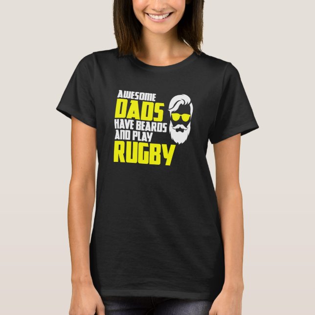 Beard Rugby Saying Fathers Day Rugby T Shirt (Framsida)