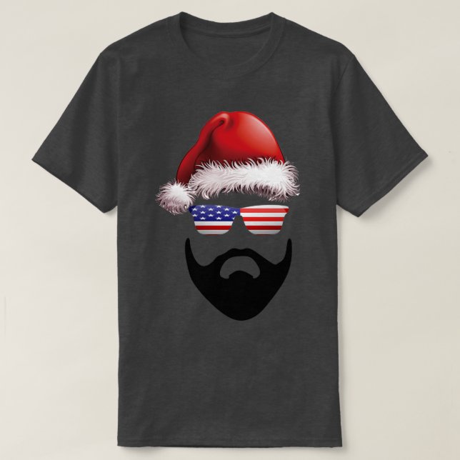 Beard Santa Hat jul, Amerika T Shirt (Design framsida)