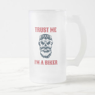 Beard Scull Motorcykel Lita på mig att jag är Frostat Ölglas