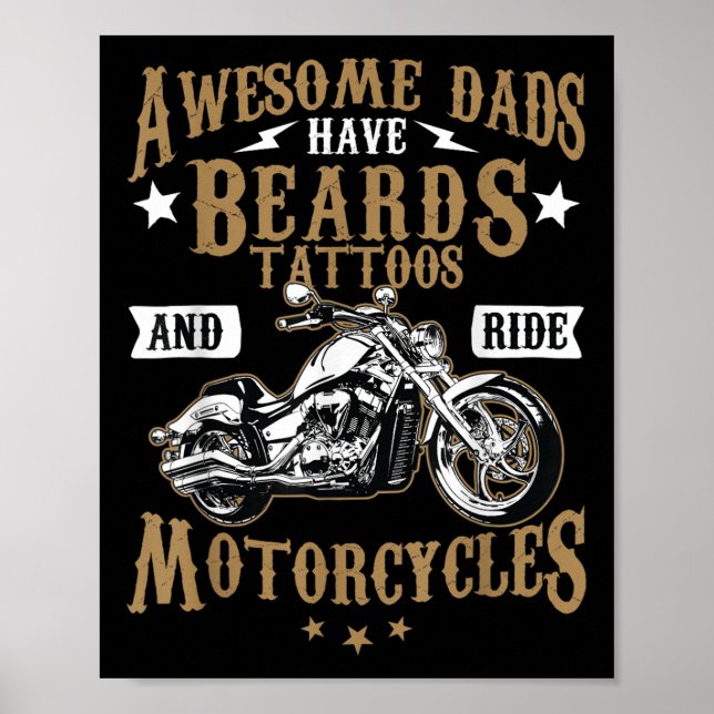 Beard Shirt Fantastisk Pappor Beard Tattoos och M Poster (Framsidan)