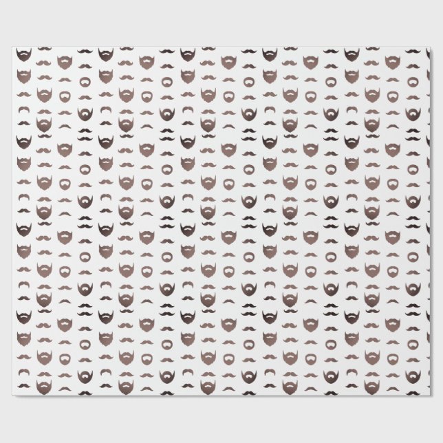 Beard Silhouette Wrapping Paper Funny Facial Hair Presentpapper (Platt)