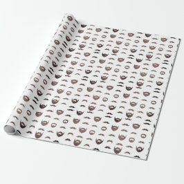 Beard Silhouette Wrapping Paper Funny Facial Hair Presentpapper