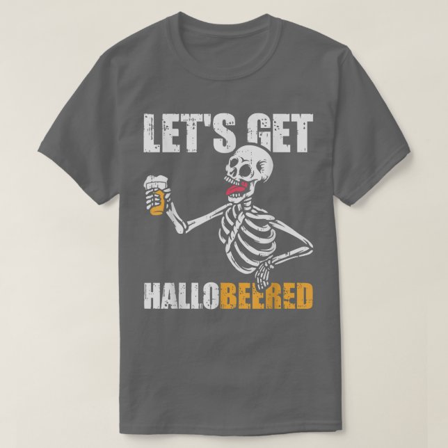 Beard Skeleton Drinking Beer Costume Funny Hallowe T Shirt (Design framsida)