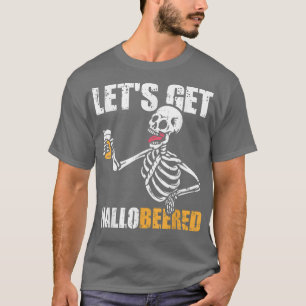 Beard Skeleton Drinking Beer Costume Funny Hallowe T Shirt