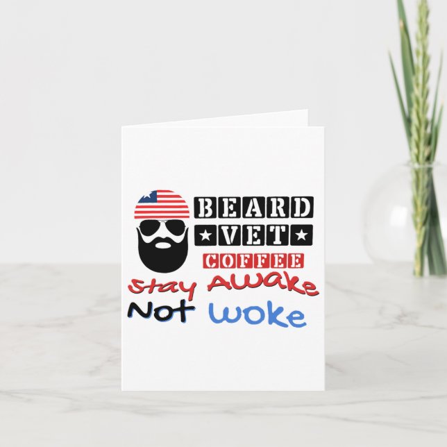 Beard Vet Coffee Glad 4:e Juli Självständighetsdag Kort (Framsida)