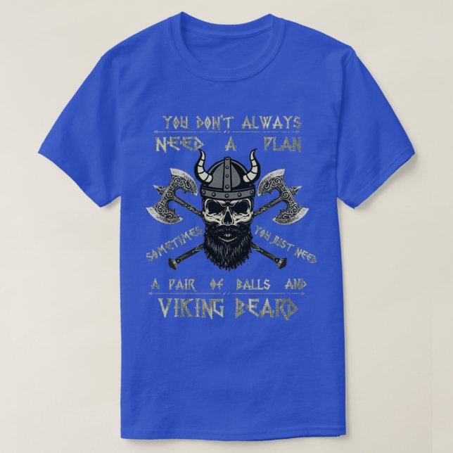 Beard Viking Scull Vikings Ax T Shirt (Design framsida)