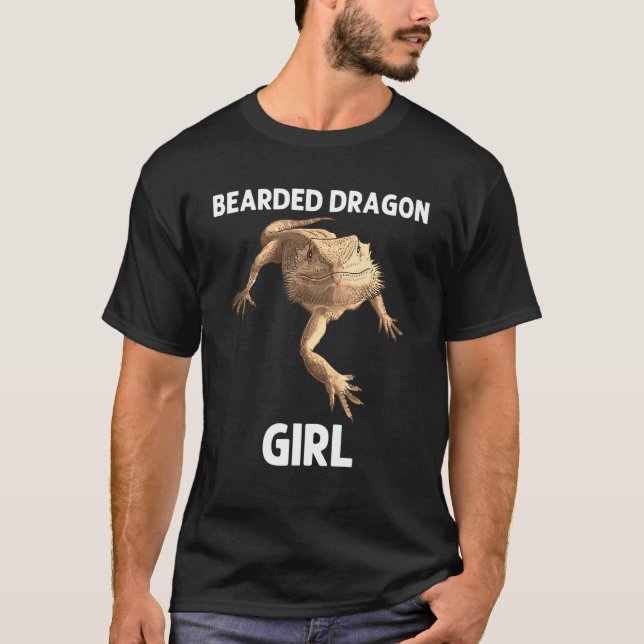 Beardad dragon för flickor, ungar, ödla husdjur t shirt (Framsida)