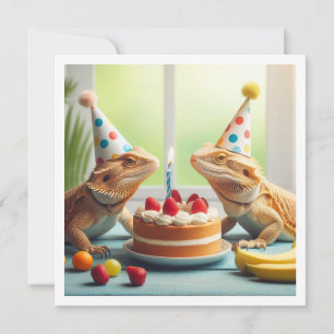 Beardad drakdjur från party, chameleeon-födelsedag inbjudningar