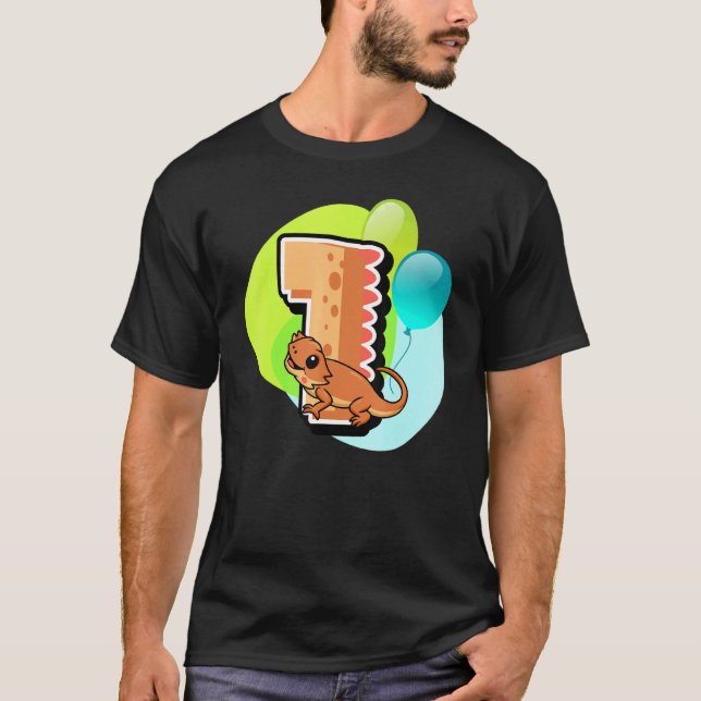 Beardad drake 1:a födelsedagen, reptilt (grafi) t shirt (Framsida)
