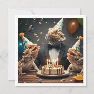 Beardad drake, party djur, ödla födelsedag inbjudningar