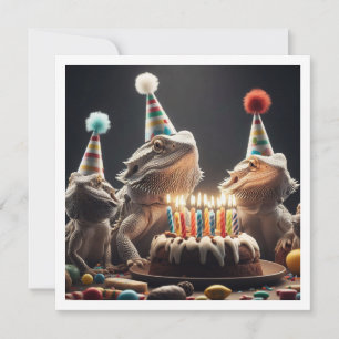 Beardad drake, party djur, ödla födelsedag inbjudningar