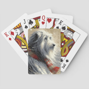 Beardad kollie med strimlad vinter-scarf casinokort