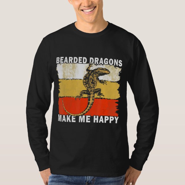 Beardade drakar gör mig Lycklig T Shirt (Framsida)