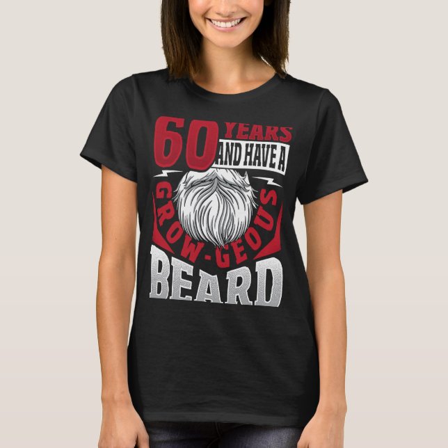 Bearded 60 Years Birthday Beard T Shirt (Framsida)