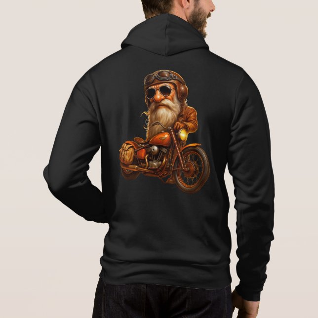 Bearded Biker Hoodie – Vintage Rider Style T Shirt (Baksida)