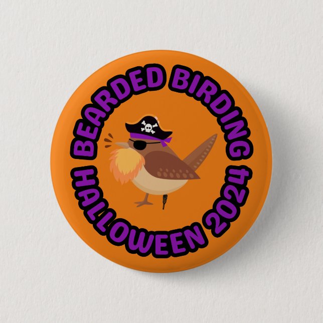 Bearded Birding Halloween 2024 Button Knapp (Framsida)