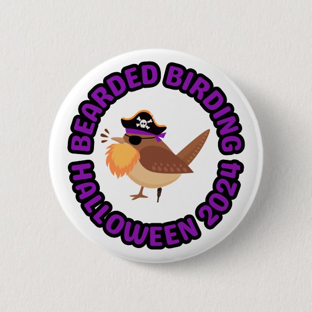 Bearded Birding Halloween 2024 Button Knapp (Framsida)