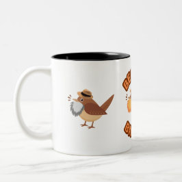 Bearded Birding Logotyp och Bearded Birds Två-Tonad Mugg