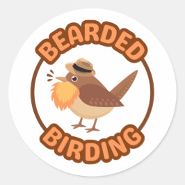 Bearded Birding with Orange Beard Stickers Runt Klistermärke