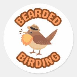 Bearded Birding with Orange Beard Stickers Runt Klistermärke