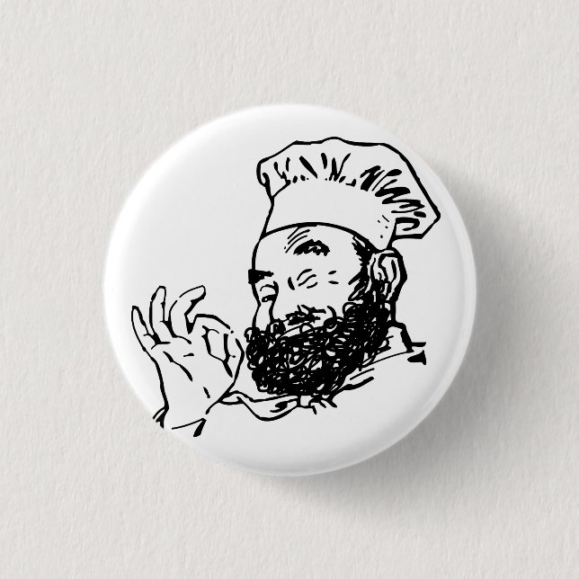 Bearded chef godkänd knapp (Framsida)
