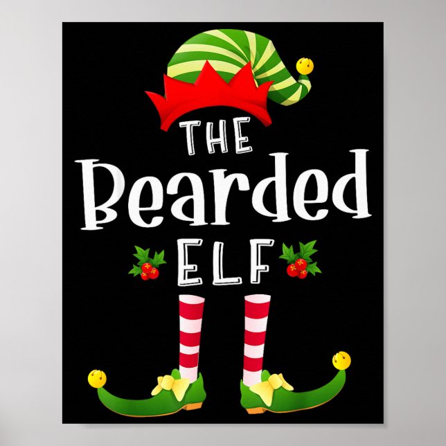 Bearded Christmas Elf Matching Pajama X-mas Party  Poster (Framsidan)