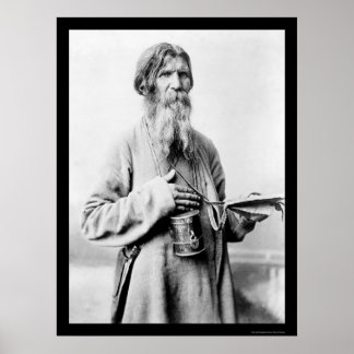 Bearded Church Beggar i Ryssland 1880 Poster
