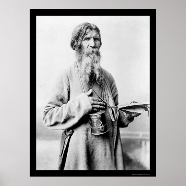Bearded Church Beggar i Ryssland 1880 Poster (Framsidan)