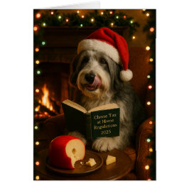 Bearded collie 'Cheese Tax' Christmas card Hälsningskort
