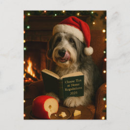 Bearded collie 'Cheese Tax' Christmas postcard Vykort