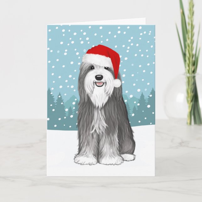 Bearded Collie Cute Hund-Anpassningsbar Helgkort (Framsida)