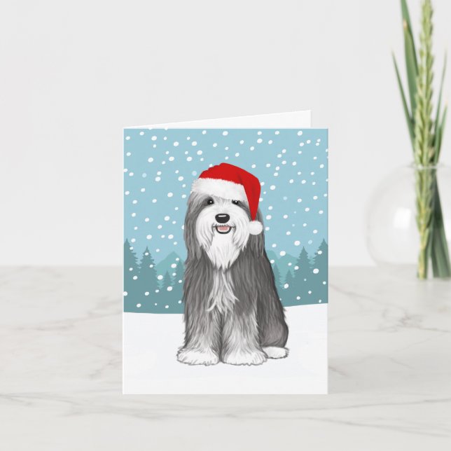 Bearded Collie Cute Hund-Anpassningsbar Helgkort (Framsida)