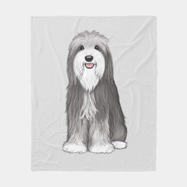 Bearded Collie | Cute Tecknad hund Throw Blanket Fleecefilt (Framsidan)