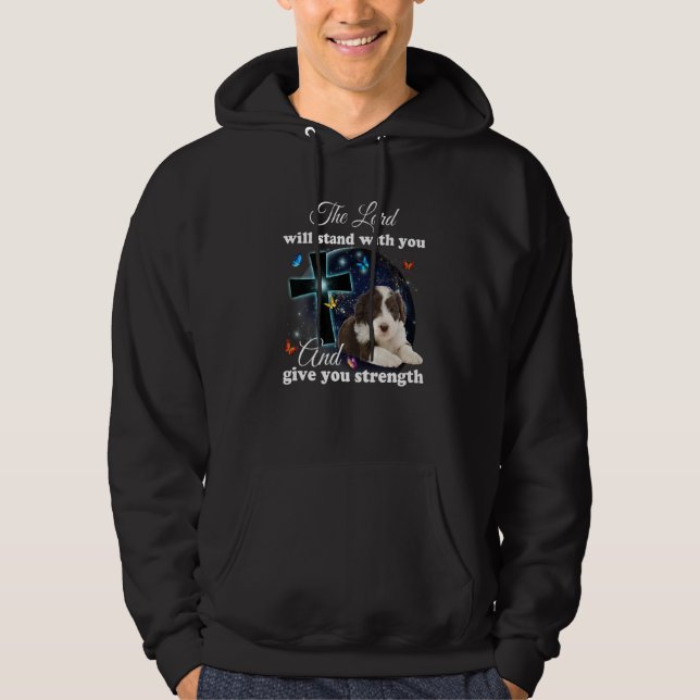 Bearded Collie Dog The Lord Will Stand With You Ch Hoodie (Framsida)